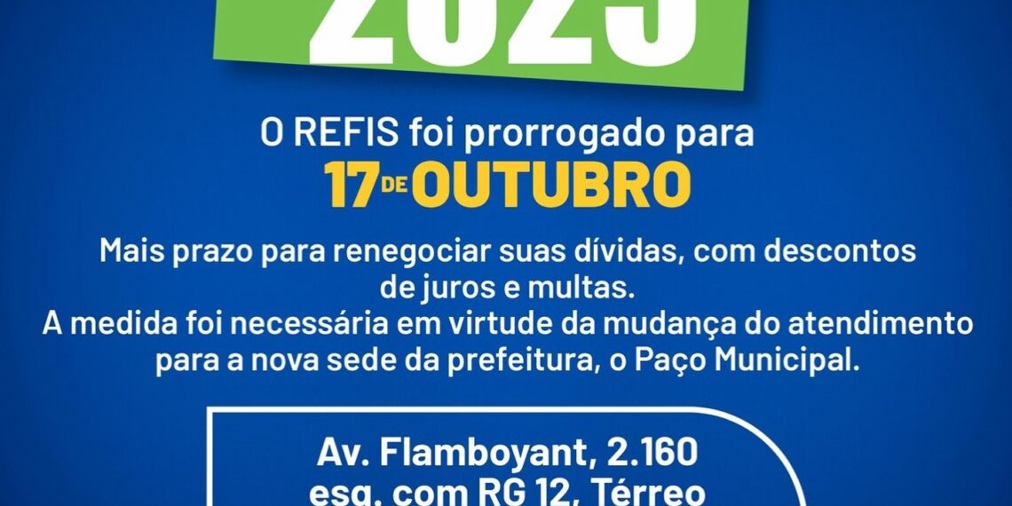 Refis é prorrogado em Rio Verde até 17 de outubro