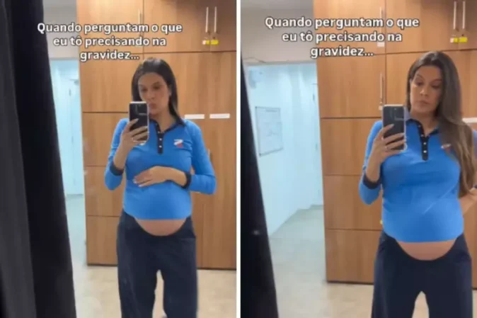 Grávida, narradora da Globo relata dificuldade com uniforme: “Não está fácil”